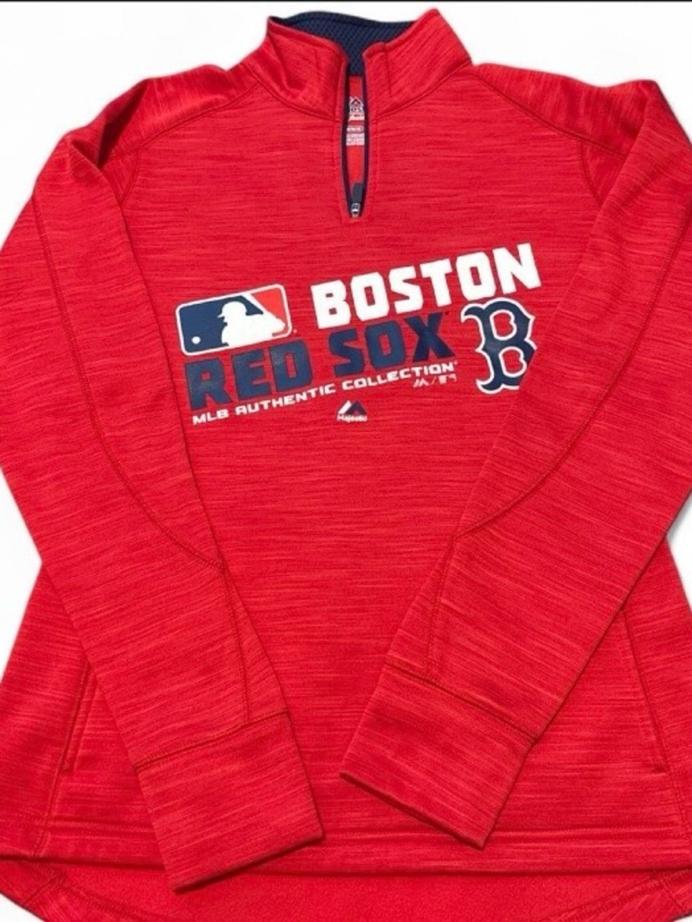 Majestic Red Boston Red Sox Graphic Pullover with Navy and White Accents
